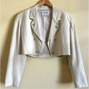 Byblos Vintage silk bolero blazer jacket crop 42 Cream 80s 90s designer